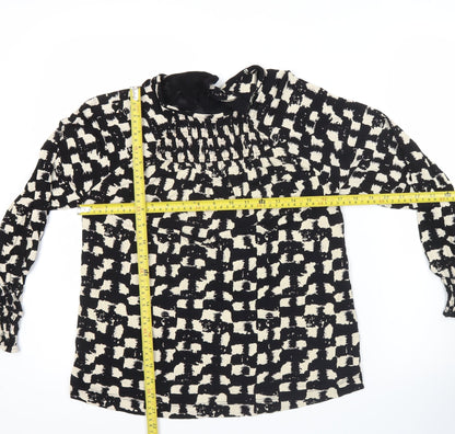 Next Womens Black Geometric Viscose Tunic Blouse Size 10