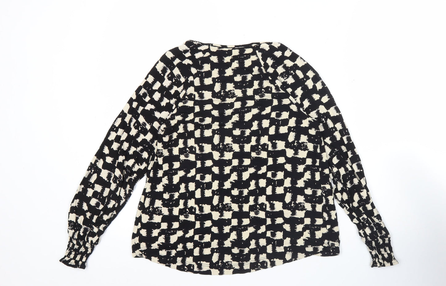 Next Womens Black Geometric Viscose Tunic Blouse Size 10