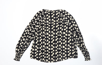 Next Womens Black Geometric Viscose Tunic Blouse Size 10