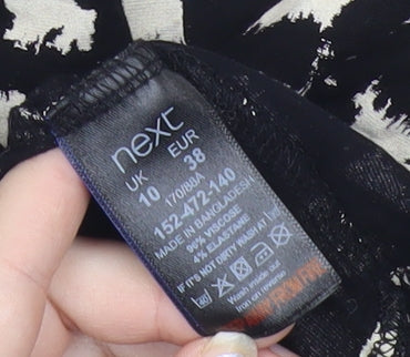 Next Womens Black Geometric Viscose Tunic Blouse Size 10