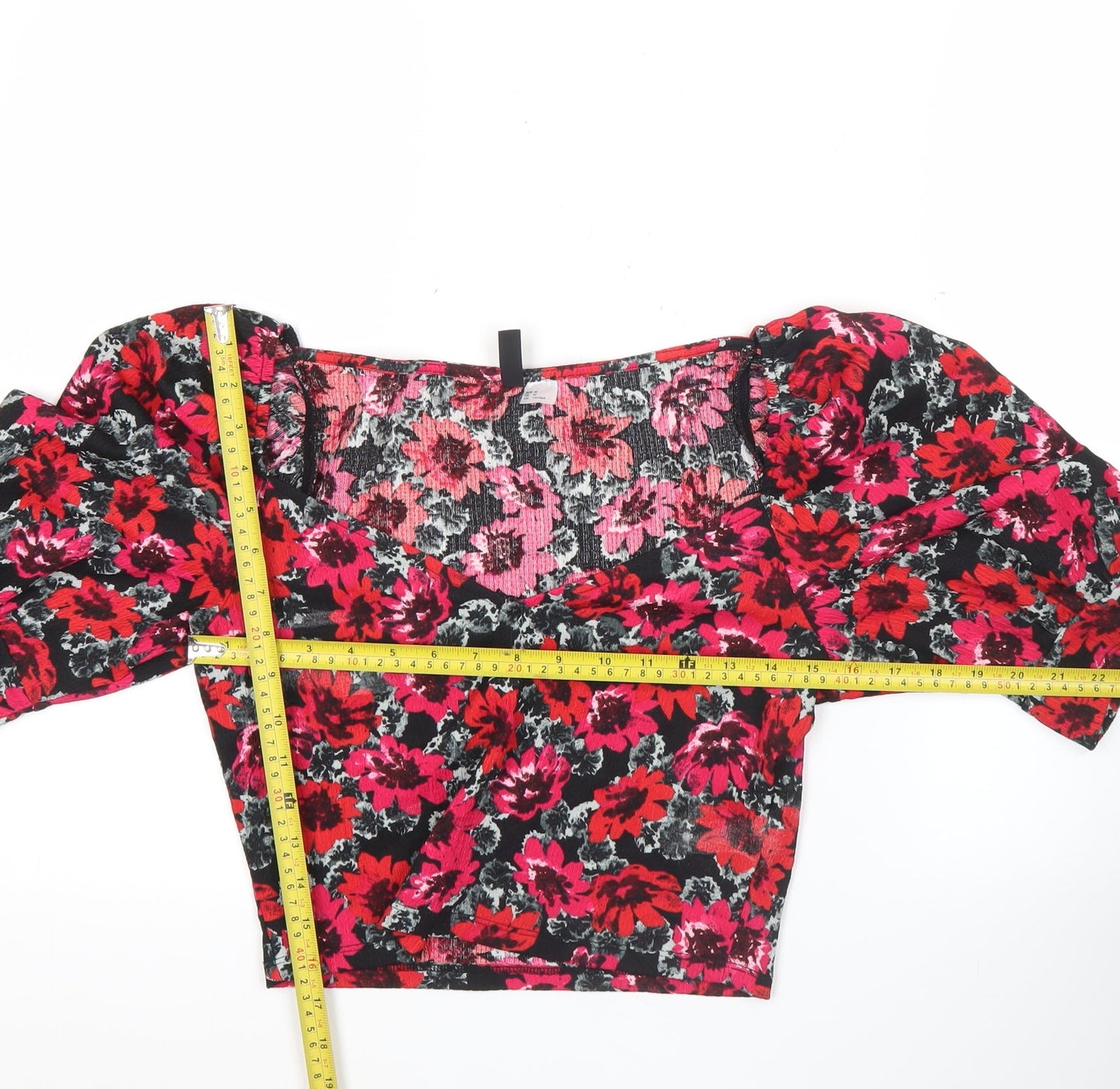 H&M Divided Women’s Floral Puff Sleeve Cropped Blouse UK M