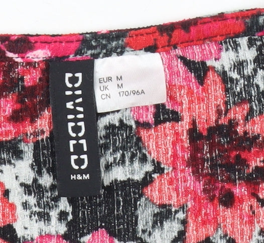 H&M Divided Women’s Floral Puff Sleeve Cropped Blouse UK M