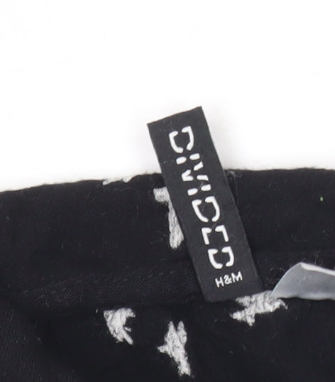 H&M Women’s Black Bird Print Long Sleeve Tunic Blouse Size 6