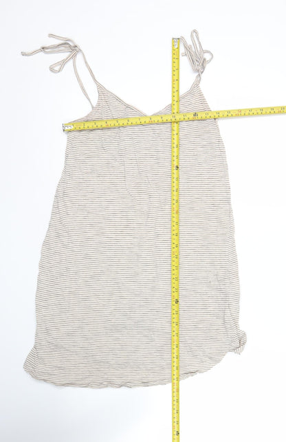 H&M Women’s Beige Striped Basic Tank Top XS Cotton Modal