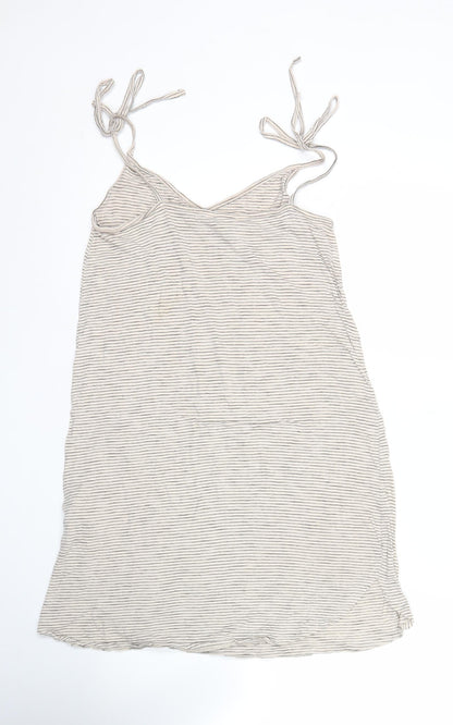 H&M Women’s Beige Striped Basic Tank Top XS Cotton Modal