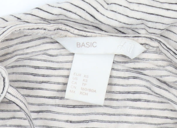 H&M Women’s Beige Striped Basic Tank Top XS Cotton Modal