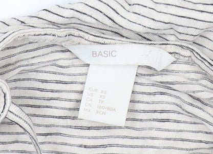 H&M Women’s Beige Striped Basic Tank Top XS Cotton Modal