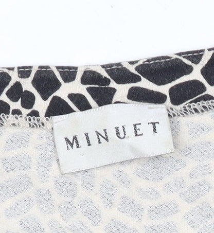 Minuet Women's Black Animal Print Jersey Top Size 8 3/4 Sleeve Scoop Neck
