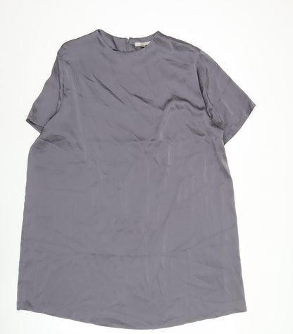 H&M Women Grey XL Shift Dress Knee Length Short Sleeve Work Casual