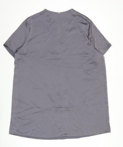 H&M Women Grey XL Shift Dress Knee Length Short Sleeve Work Casual