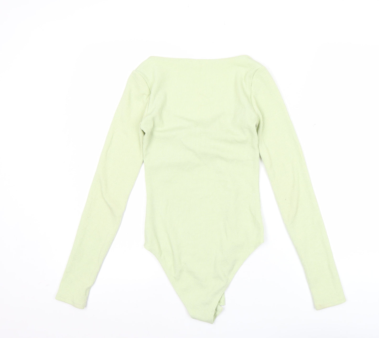 H&M Women’s Green XS Long Sleeve Bodysuit Scoop Neck Slim Fit