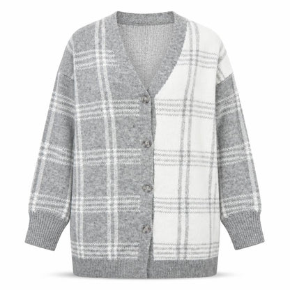 William Rast Womens Grey Checked Knit Long Sleeve Cardigan M