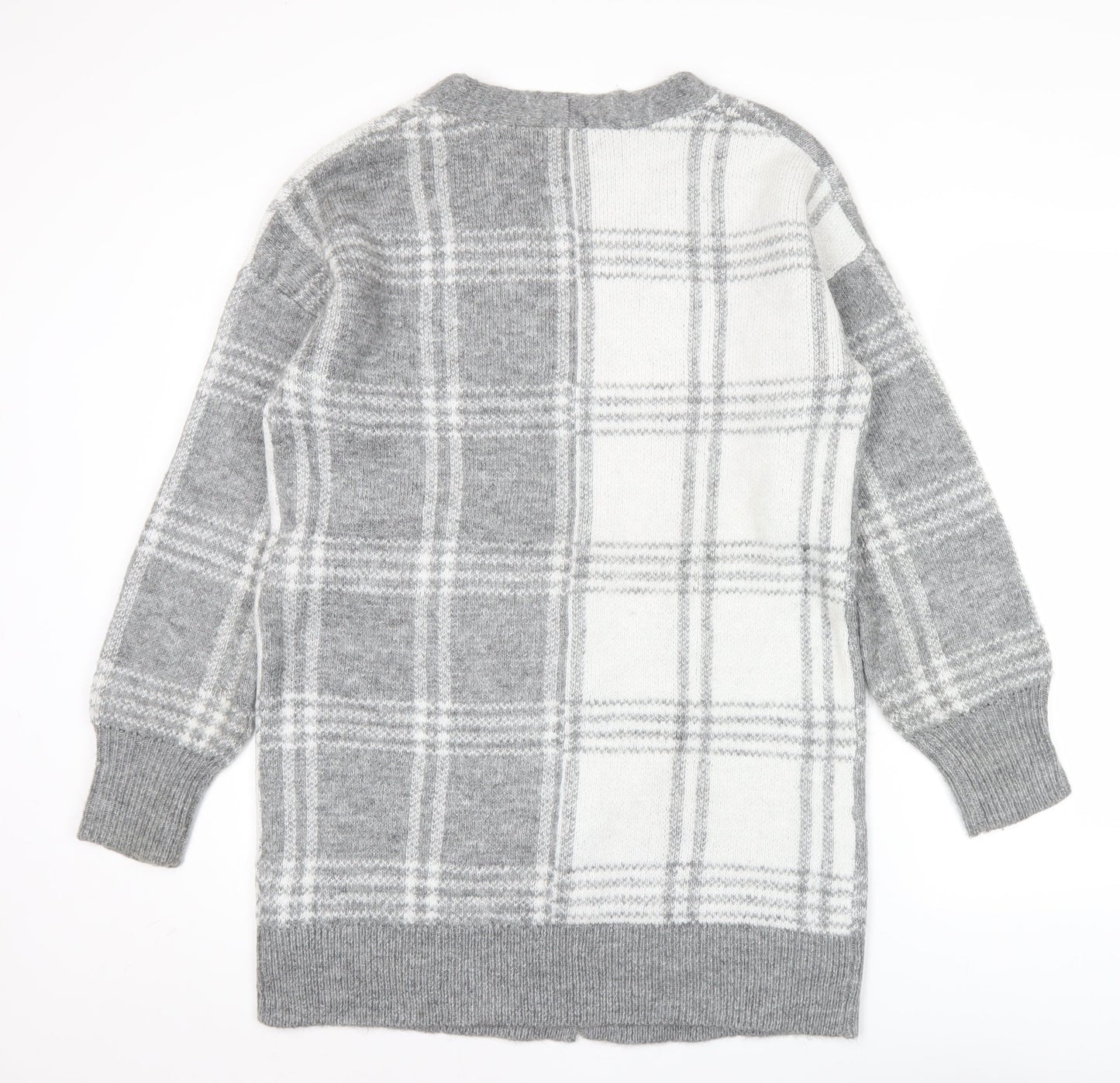 William Rast Womens Grey Checked Knit Long Sleeve Cardigan M