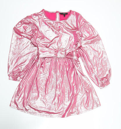 Vero Moda Women’s Pink Metallic Short A-Line Party Dress S