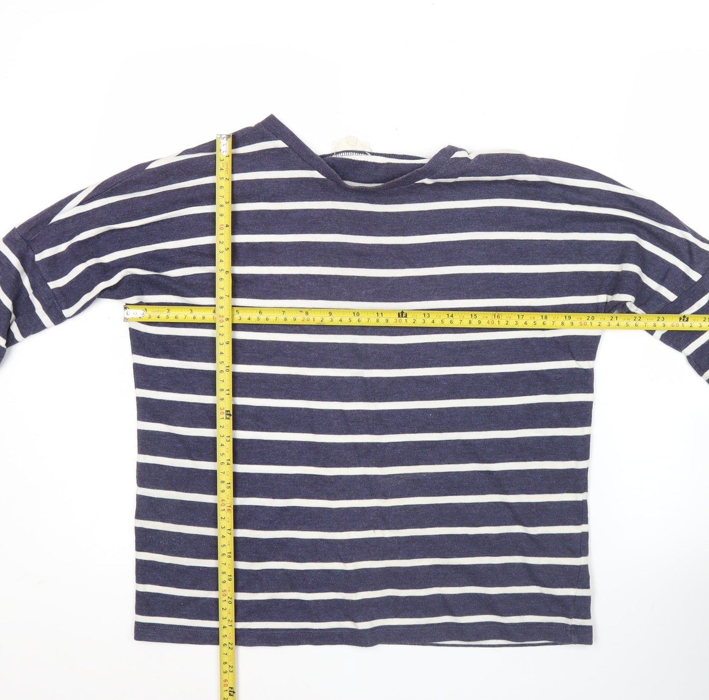 Linea Weekend Women Blue Striped Boat Neck 3/4 Sleeve T-Shirt Size S