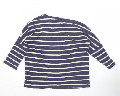Linea Weekend Women Blue Striped Boat Neck 3/4 Sleeve T-Shirt Size S