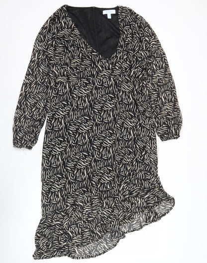 Blue Vanilla Women’s Black Animal Print Ruffle Wrap Dress Size 10