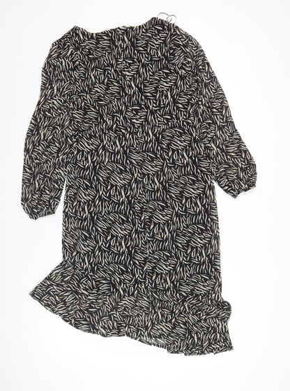Blue Vanilla Women’s Black Animal Print Ruffle Wrap Dress Size 10