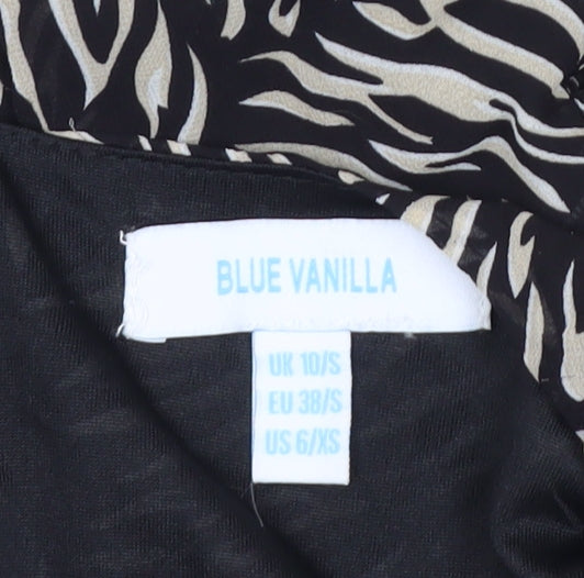 Blue Vanilla Women’s Black Animal Print Ruffle Wrap Dress Size 10