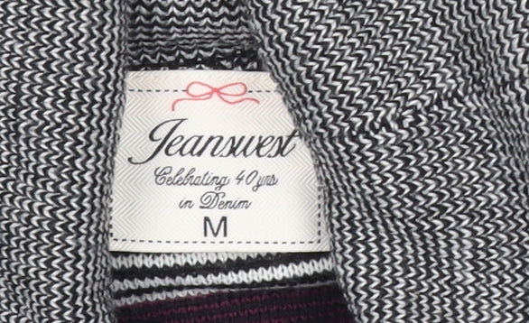 Jeanswest Women’s Grey Purple Striped Cowl Neck Jumper Size M