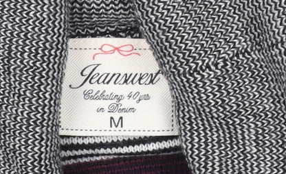 Jeanswest Women’s Grey Purple Striped Cowl Neck Jumper Size M