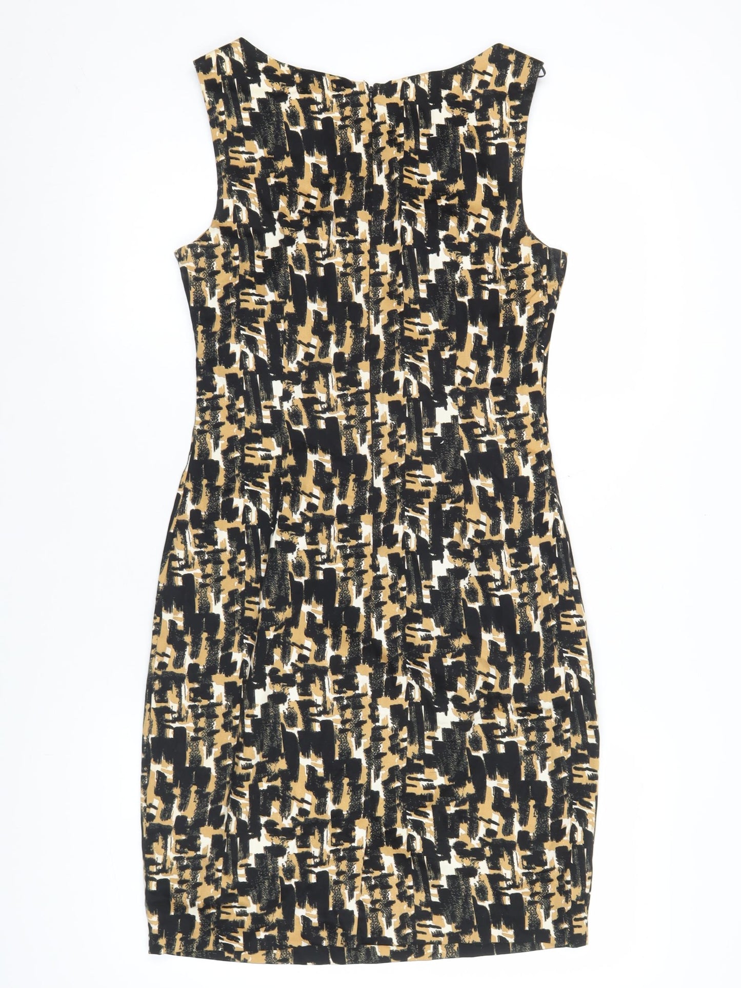 F&F Women’s Black Beige Bodycon Dress Size 10 Sleeveless Ruched