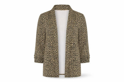 New Look Women Brown Leopard Print Open Jacket Size 8