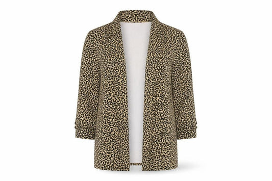 New Look Women Brown Leopard Print Open Jacket Size 8