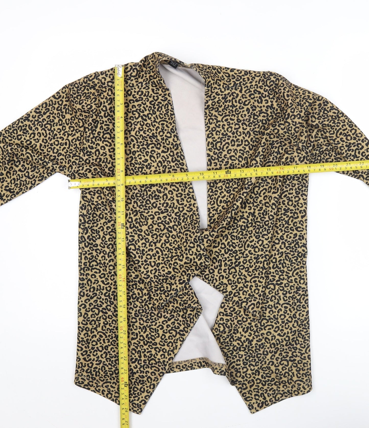 New Look Women Brown Leopard Print Open Jacket Size 8