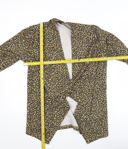 New Look Women Brown Leopard Print Open Jacket Size 8