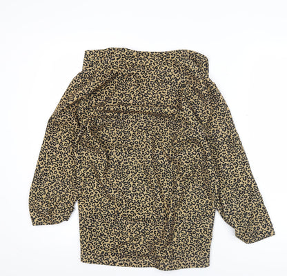 New Look Women Brown Leopard Print Open Jacket Size 8