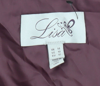 Lisa Womens Red Size 14 Sheath Cocktail Dress Ruched Sleeveless