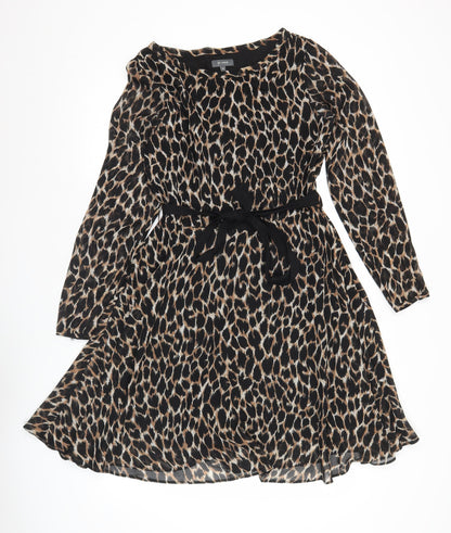 Et Vous Women Brown Leopard Print Asymmetric Dress Size 10