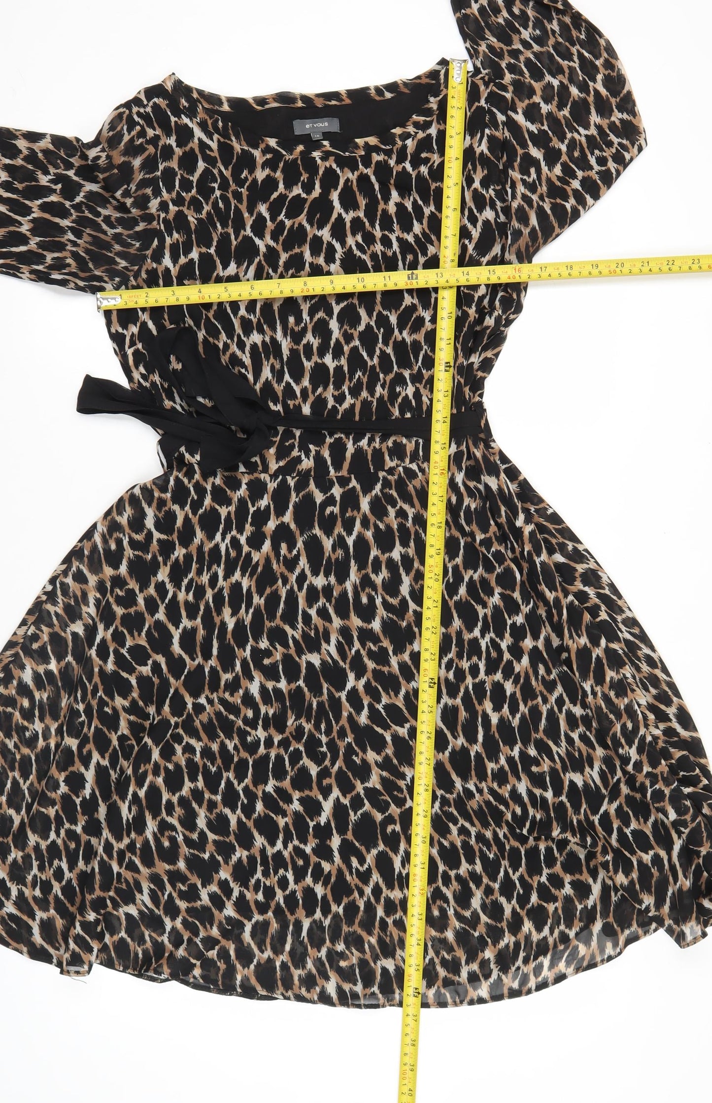 Et Vous Women Brown Leopard Print Asymmetric Dress Size 10