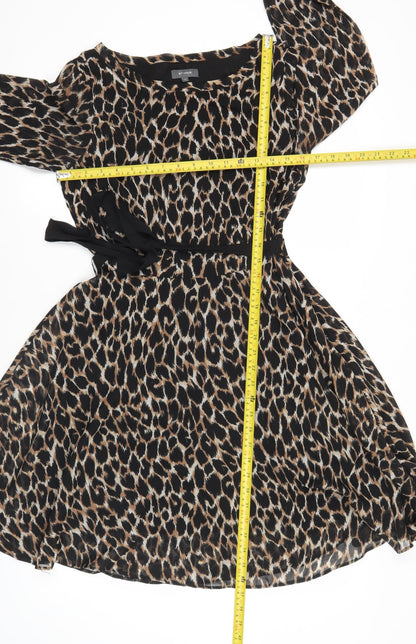Et Vous Women Brown Leopard Print Asymmetric Dress Size 10