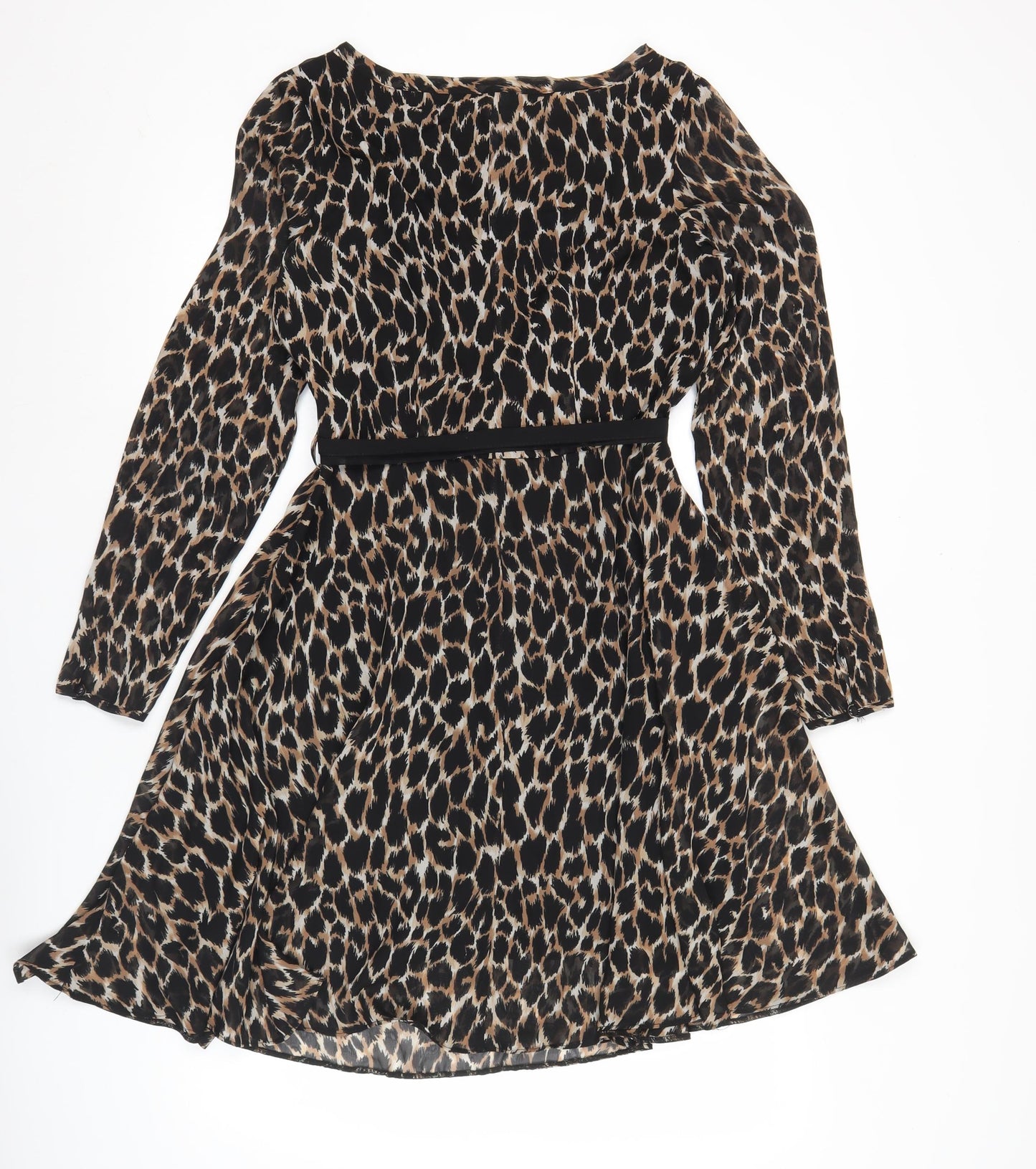 Et Vous Women Brown Leopard Print Asymmetric Dress Size 10