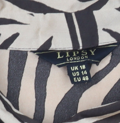 Lipsy Women’s Beige Animal Print Button-Up Blouse Size 18