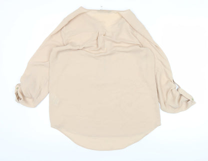 Dorothy Perkins Women’s Beige Blouse UK 12 Zip Front Tunic Top