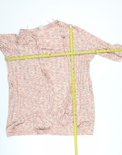 Zara Women Pink Open Knit Cardigan Medium Short Sleeve