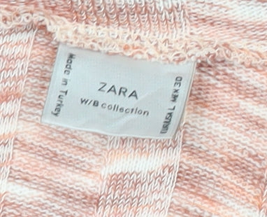Zara Women Pink Open Knit Cardigan Medium Short Sleeve