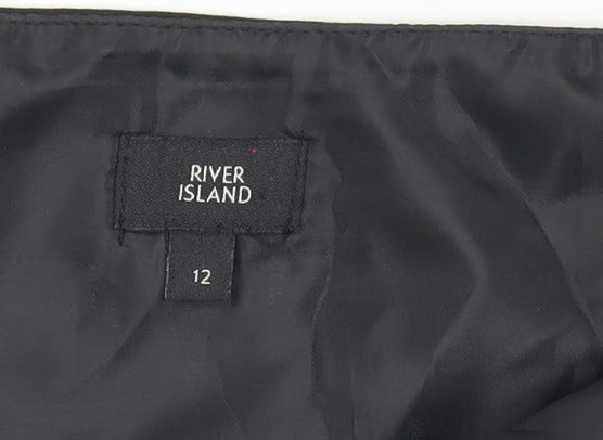 River Island Women’s Black One Shoulder Cropped Blouse Size 12 Party Top