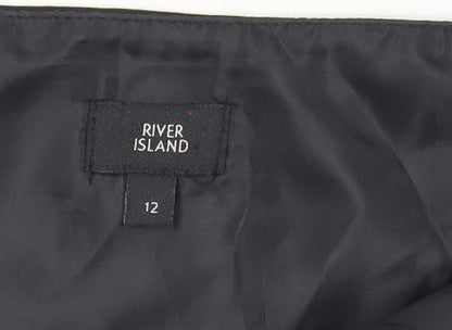 River Island Women’s Black One Shoulder Cropped Blouse Size 12 Party Top