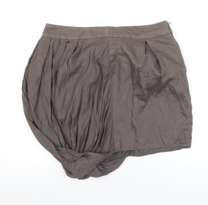 Warehouse Women Brown Size 12 Bubble Hem Cotton Skirt