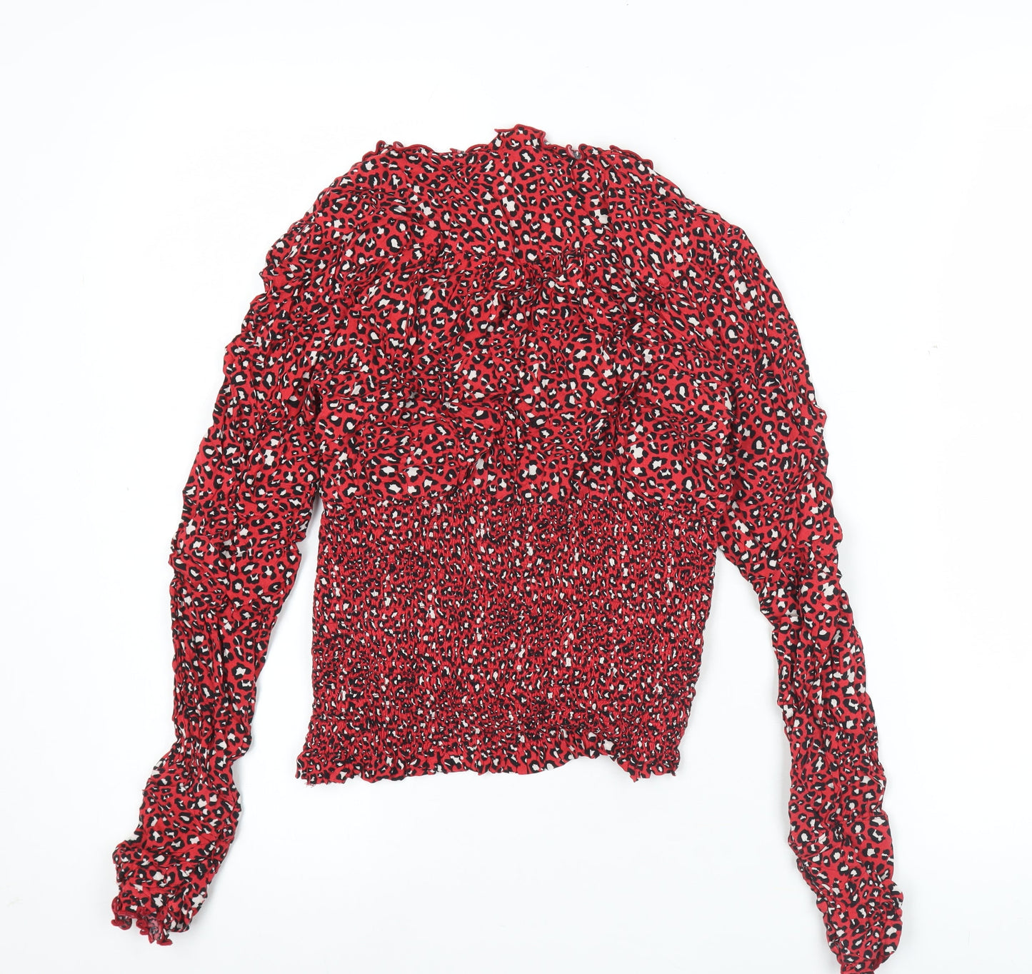 Joe Browns Women Red Animal Print Ruffle Blouse Size 10