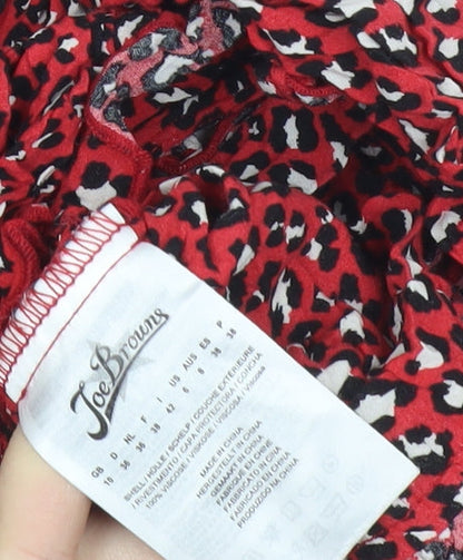 Joe Browns Women Red Animal Print Ruffle Blouse Size 10
