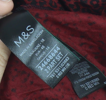 Marks and Spencer Women’s Red Animal Print Long Sleeve T-Shirt Size 18