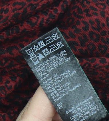 Marks and Spencer Women’s Red Animal Print Long Sleeve T-Shirt Size 18