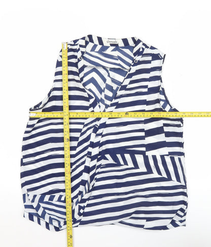 Dorado Women’s Blue White Striped Sleeveless Tunic Blouse Size M
