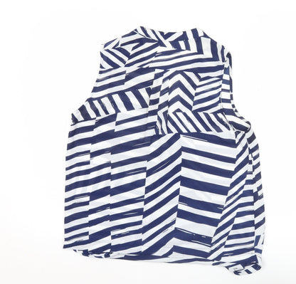 Dorado Women’s Blue White Striped Sleeveless Tunic Blouse Size M
