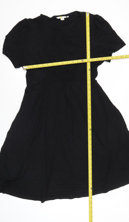 Boden Women Black Size 12 A-Line Knee Length Short Sleeve Dress